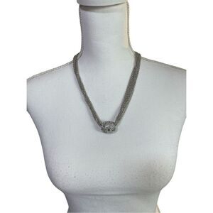 CHICOS "GIANNA" NECKLACE Silver and Crystal Adjustable Length New